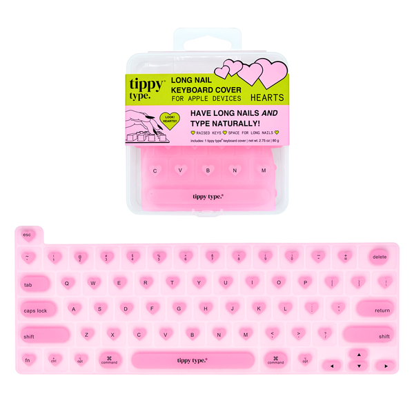 Tippy Type Long Nail Keyboard Cover for Apple - Hearts