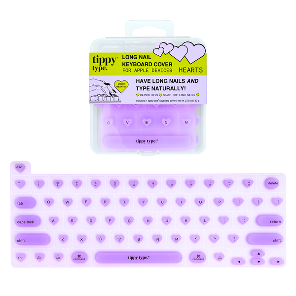 Tippy Type Long Nail Keyboard Cover for Apple - Hearts